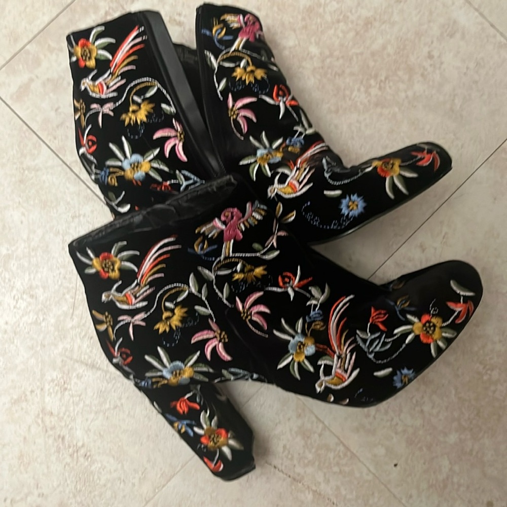 Embroidered Velvet Booties LuLus